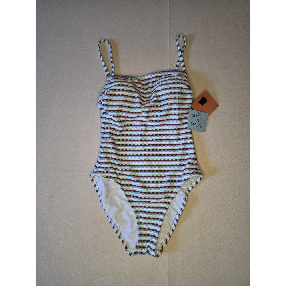 Shade & Shore Jacquard One Piece Swimsuit Multi-Color Large NWT‎
